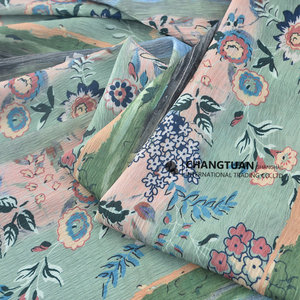 Tissu satiné froissé en polyester imprimé en gros, motif floral artistique vintage - Product Image 3