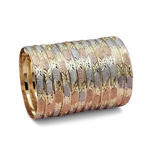Wholesale 3 Tone Gold Plated Forming Bangles <b>Set</b>, Fashion Bangles Jewelry, Tri Color Brass Bangles <b>Set</b>, Multi Tone Gold Bangles. - Product Image 1