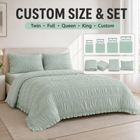 Ensemble de literie froncé sur mesure OEM ODM, housse de couette à volants, ensemble de couette, taille, couleur, tissu, broderie, logo personnalisés