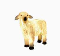 Lámpara de Escultura de Cabra 3D de Resina de Fibra de Vidrio Impermeable con Luz, Estatua de Animal Iluminada de 3 Cabras en un Grupo para Decoración de Jardín y Parque