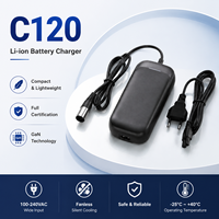 Chargeur de batterie Li-ion C120 100-240V pour trottinette électrique, monocycle, design sans ventilateur, chargeur compact GaN, ETL TUV SAA KC CE CCC
