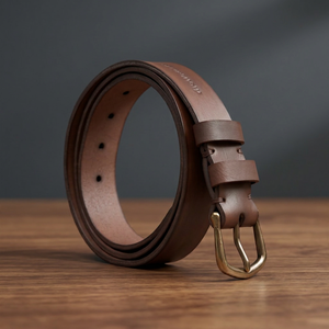 Ceintures pour hommes en cuir de vachette véritable faites à la main de qualité supérieure, boucle à ardillon vintage, acier carré solide, imperméable, BS - Product Image 1
