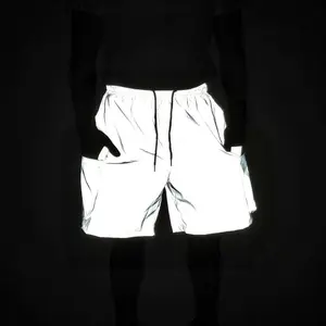 2024 moda gece lambası yansıtıcı şort erkekler tüm yansıtıcı yaz plaj kısa Hip Hop parlak yanıp kısa pantolon