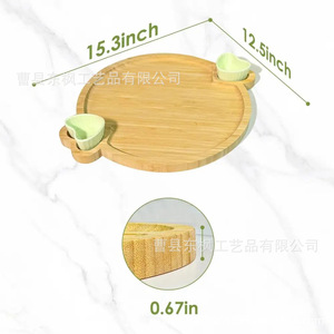 Bamboo <b>Cheese</b> Board With <b>Knife</b> <b>Set</b> Solid Wood Deli Tray For Outdoor Picnic Fruit Serving - Product Image 4