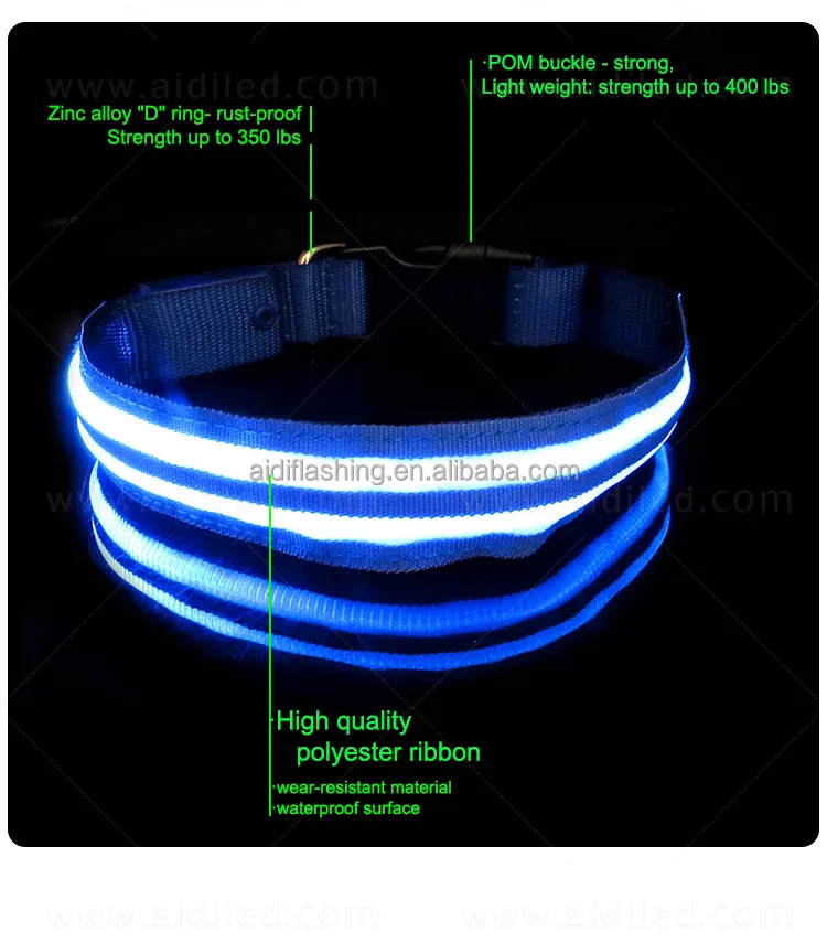 Led Glowing Dog Collar Wholesales Pink Blue Anti-lost Led Dog Collars Factory for 14 Years Experience