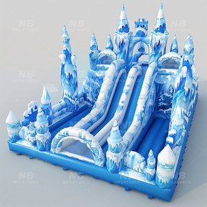 Château gonflable d'extérieur pour enfants avec toboggan, jeux Frozen, en PVC, facile à installer, parcours d'obstacles gonflable - Product Image 2