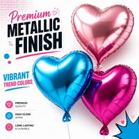 Ballons géants en forme de cœur de 18 pouces en feuille d'aluminium pour décoration et fournitures de fêtes de Noël, mariages, anniversaires, et autres événements festifs