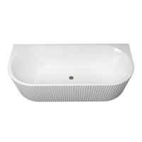 Baignoire autoportante en acrylique blanc de luxe Baignoire ovale et ellipse à rayures verticales avec rainure en V cannelée portable pour une utilisation en hôtel