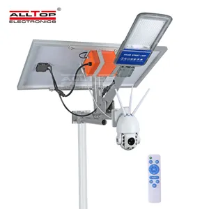 ALLTOP nuovo design in alluminio ip65 impermeabile 80w lampione a energia solare a led con telecamera cctv 1080p wifi 4g