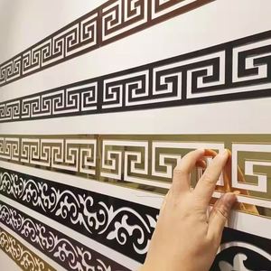 Hot Sale 3D DIY Waistline Stickers <b>Acrylic</b> 3D <b>Mirror</b> Wall Stickers Skirting Home Room Wall Decoration Stickers - Product Image 2