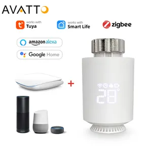 Avatto Tuya Zigbee หม้อน้ําอัจฉริยะเทอร์โมวาล์วแนวตั้งติดตั้ง APP ควบคุมติดตั้งง่ายทํางานร่วมกับ Alexa Google Home