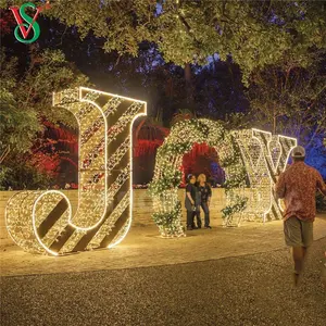 बड़े आउटडोर क्रिसमस आकृति खुशी चैनल साइन पत्र रोशनी का नेतृत्व किया