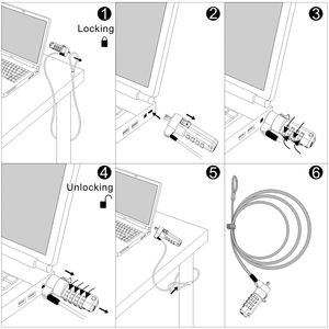 <span class=keywords><strong>Cable</strong></span> de seguridad antirrobo de acero Universal para portátil, bloqueo de ranura de cuña extraíble, con contraseña de 4 dígitos para DELL y portátil - Product Image 5