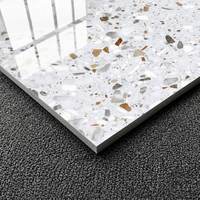 Carreaux de sol en porcelaine rectifiée, carreaux de sol en porcelaine soluble 60x60, carreaux de sol en terrazzo poli et émaillé pour salon