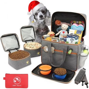 <b>Dog</b> Travel Bag with Treat Pouch Airline Approved for Traveling 2 food Container 2 Travel <b>Bowls</b>, Weekend <b>Dog</b> - Product Image 5