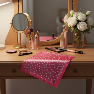 Pañuelo cuadrado de satén de seda con lunares de 70x70 cm, accesorio de moda para mujer - Product Image 2