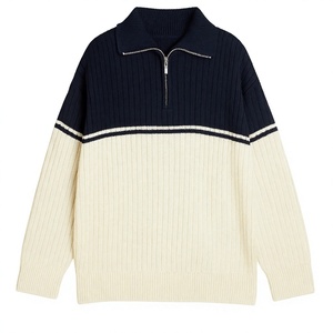 Cárdigan de punto grueso de lana/acrílico transpirable para hombre, estilo chaqueta con cremallera y cierre de botones cubiertos, ideal para invierno. Venta al por mayor. - Product Image 1