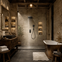 Ensemble de douche encastré en laiton brossé moderne avec robinet trois voies pour salle de bain