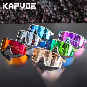 แว่นตาปั่นจักรยาน KAPVOE แบบเต็มกรอบ เลนส์โพลีคาร์บอเนต ป้องกันรังสียูวี 400 สำหรับกีฬากลางแจ้ง - Product Image 3