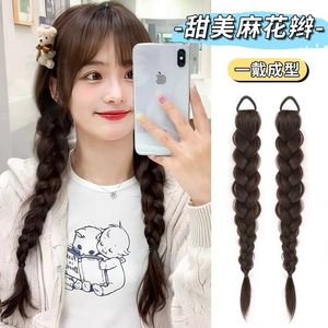 Nueva extensión de cabello trenzado estilo espina de pescado de estilo chino para mujeres, aspecto natural, cable resistente a altas temperaturas, completamente tejido a mano. - Product Image 4