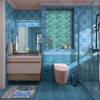 Carrelage en mosaïque de verre bleu pour salle de bain, résistant à l'eau et à l'humidité, directement de l'usine