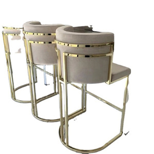 Chaise <span class=keywords><strong>de</strong></span> <span class=keywords><strong>bar</strong></span> haute moderne d'extérieur, en acier inoxydable doré, avec revêtement en velours, pour la maison, le <span class=keywords><strong>bar</strong></span>, le bistrot, l'hôtel - Vente chaude - Product Image 5