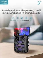 Haut-parleur portable sans fil de 3 pouces avec lumière extérieure, caisson de basses, TWS, FM, USB