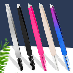 <span class=keywords><strong>Pinzas</strong></span> 2 en 1 <span class=keywords><strong>con</strong></span> logotipo personalizado para dar forma a las cejas, depilación encarnada, Goupillon, aguja afilada, punta de nariz, bolsa empaquetada - Product Image 3