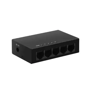 Conmutador Gigabit Ethernet de 5 puertos compatible con 10/100/1000M y MDI/MDIX Nuevo diseño de silencio sin ventilador Conmutador de red 10G