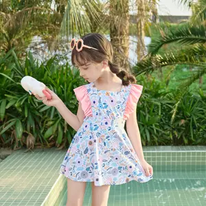 Floral Kids Swimsuit Girls With Skirt 2024 Designer Swimwear Wholesale 1-6years Beachwear 2-10 1 Piece Beach Suit OEM Custom