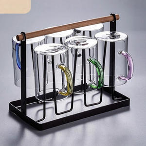 Porte-gobelets Golden Rabbit avec poignée, ensemble de six pièces pour accessoires d'armoires de cuisine, support pour gobelets de couleur unie - Product Image 4