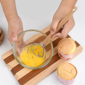 Batidora de mano creativa de 10 pulgadas para pan danés, utensilio de repostería de acero inoxidable, batidor de masa, batidor de huevos, herramienta mezcladora con mango de madera - Product Image 3
