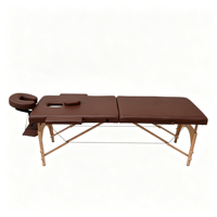 Höhenverstellbare braune klappbare Massageliege aus Holz, mit einer Tragfähigkeit von 200 kg, tragbar, geeignet für Kosmetikliegen.