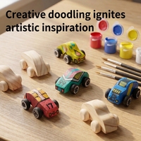 Kit de Coche de Madera para Pintar DIY, Coches de Carreras de Madera Maciza en Blanco para Niños, Set de Pintura de 6 Colores, Set de Regalo Educativo de Arte y Manualidades Montessori