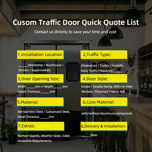 180 °   Porta a Battente in Alluminio Commerciale con Finestra in Vetro, Porta Automatica a Singola Anta per Ristoranti e Cucine - Product Image 5
