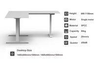 Bureau d'Angle Électrique en L à Moteur Unique, Hauteur Réglable, Poste de Travail Ergonomique Assis-Debout