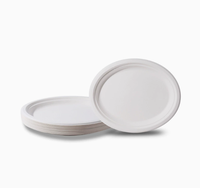 Assiette ronde en bagasse de canne à sucre de 8,86 pouces, résistante à la graisse, compatible micro-ondes, compostable