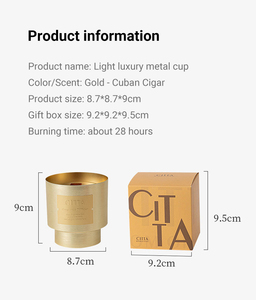 Velas de Cigarro Havana de Metal Dorado - Aromaterapia con Mezcla de Soja, Precios al por Mayor, Marca Personalizada, MOQ Bajo - Product Image 2