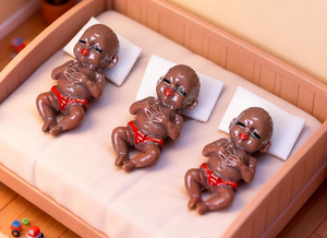 Figura de Bebé Recién Nacido en Miniatura <span class=keywords><strong>3D</strong></span> Negra, Figura Coleccionable de Resina para Decoración de Pastel de Baby Shower, Decoración de Casa de Muñecas - Product Image 6