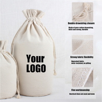 Sac d'emballage en toile de coton et lin naturel à fond rond avec cordon de serrage et poche, pour riz et bonbons, avec logo personnalisé imprimé