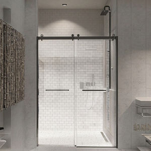 <span class=keywords><strong>Mampara</strong></span> de <span class=keywords><strong>ducha</strong></span> sin marco ultraestrecha con separación seco-húmedo, bandeja rectangular cepillada, puerta corredera Rectangular para baños - Product Image 1