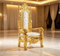 Chaise Trône Dorée à Dossier Haut pour Roi et Reine, Design Européen Moderne, Chaise en Plastique pour Hall d'Hôtel, Club et Événements de Mariage