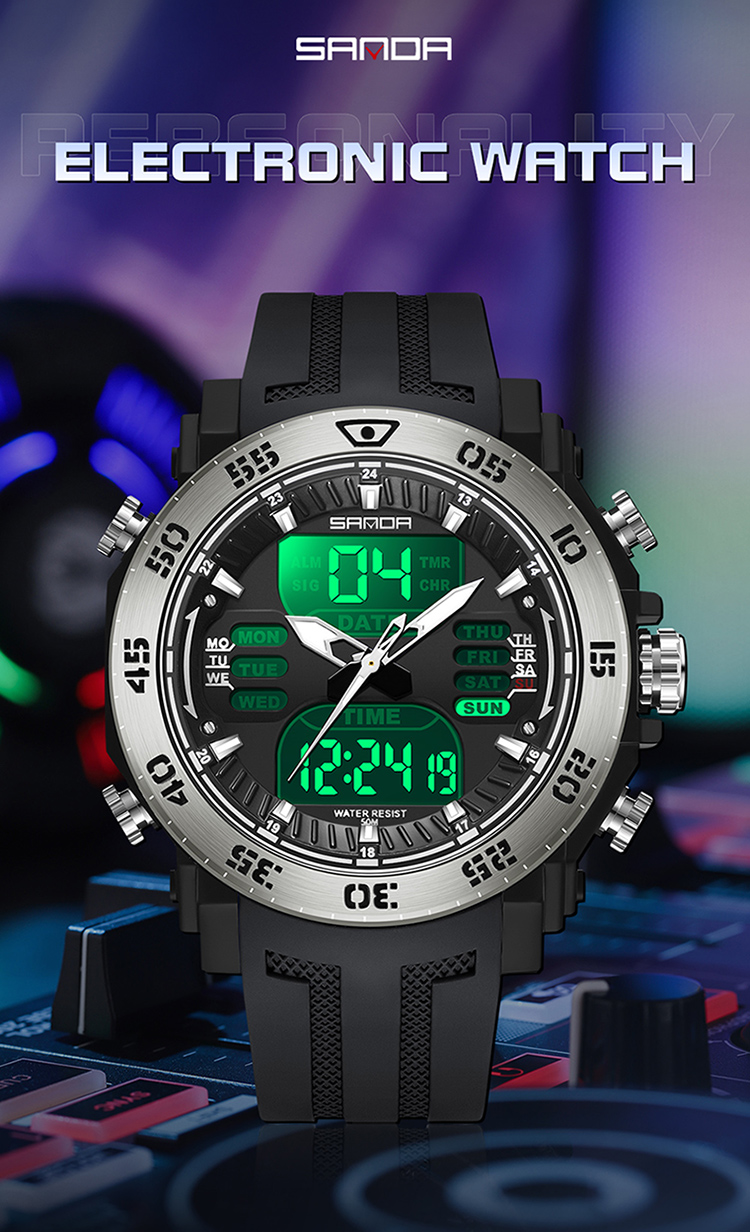 OEM SANDA 6029 Top Brand Men's Women's Multifunctional Electronic Watch Leisure Sports Waterproof Digital Student Watch