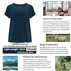 <span class=keywords><strong>Camiseta</strong></span> Vintage al por Mayor de Fábrica, <span class=keywords><strong>Camiseta</strong></span> de Manga Corta para <span class=keywords><strong>Mujer</strong></span>, Camisetas Largas de <span class=keywords><strong>Lana</strong></span> <span class=keywords><strong>Merino</strong></span>, <span class=keywords><strong>Camiseta</strong></span> de Verano con Protección Solar UPF50+ para <span class=keywords><strong>Mujer</strong></span> - Product Image 5