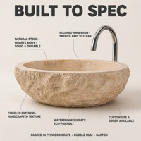 Vasque en pierre naturelle sculptée à la main, lavabo rond pour salle de bain, bol de lavage en pierre polie pour la villa, l'hôtel, la maison, le comptoir de la salle de bain