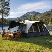 Carpa de Camping Pop-Up para 8-10 Personas, 430*300*190cm, Montaje Automático, Dos Habitaciones, Tipo Cabaña Familiar, Impermeable, Oxford, Toldo Extendido para las Cuatro Estaciones