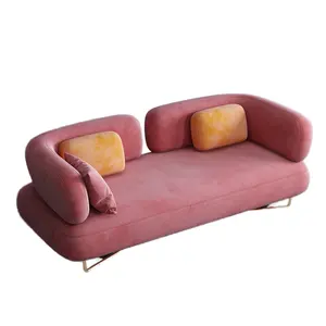 Moderno Hotel di lusso divano Chesterfield blu/rosa tessuto curvo divano con cuscino ristorante soggiorno salone di bellezza mobili