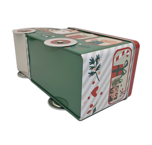 JinKo - Caja de Metal Personalizada con Forma de Coche Navideño Verde y Rojo para Guardar Galletas y Dulces de Navidad, Puerto Rico, para Regalo de Fiesta Navideña - Product Image 3