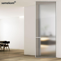 Porte battante en verre sans cadre minimaliste sans couture pince matériel salle de bain porte attenante