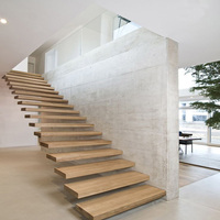 Escalier Flottant Très Demandé : Escalier Flottant Intérieur Personnalisé en Bois Massif avec Marches Antidérapantes pour Loft, Maison et Appartement